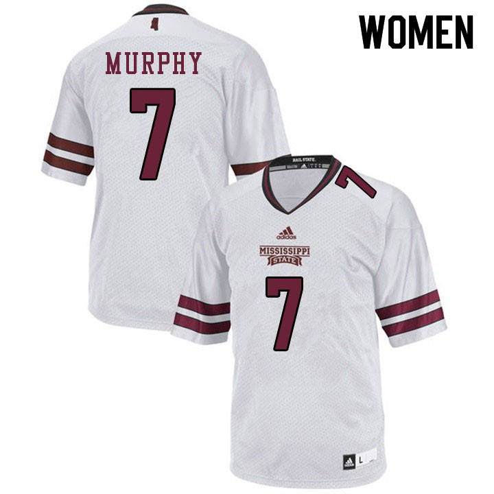 Women #7 Marcus Murphy Mississippi State Bulldogs College Football Jerseys Sale-White